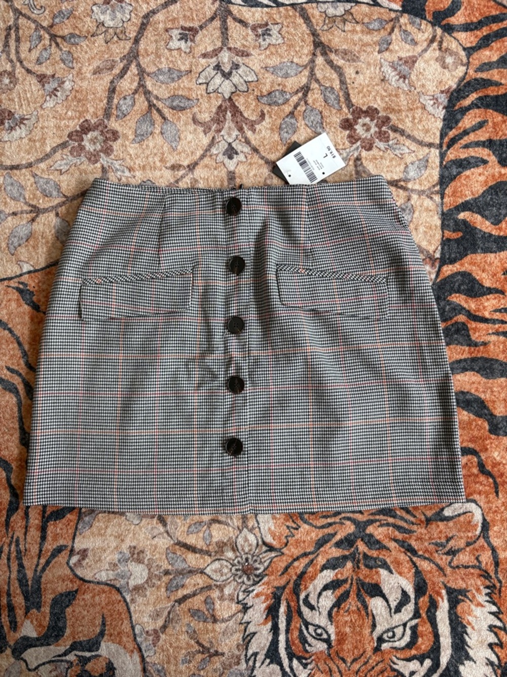 Forever 21 Plaid Button-Front Mini Skirt - Brown, Black, Cream